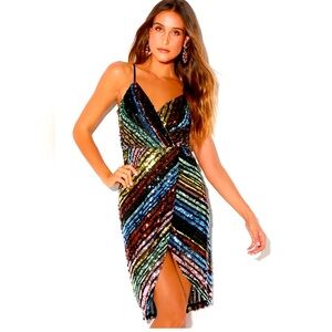 Multi Sequin Striped Sleeveless Midi Dress
Ina